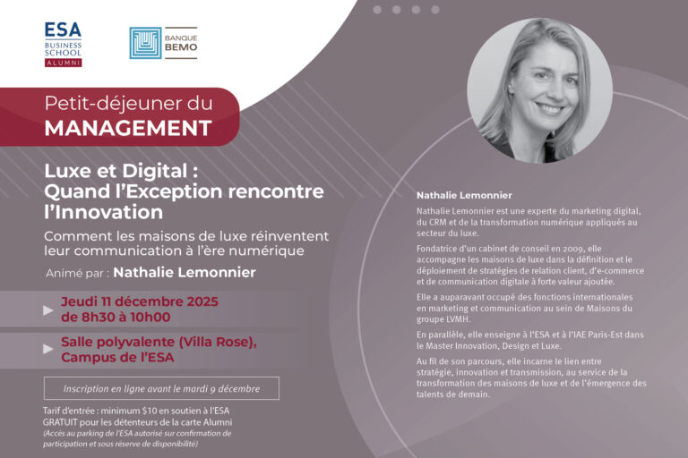  « Luxe et Digital : Quand l’Exception rencontre l’Innovation » Jeudi 11 décembre – 8h30 à 10h